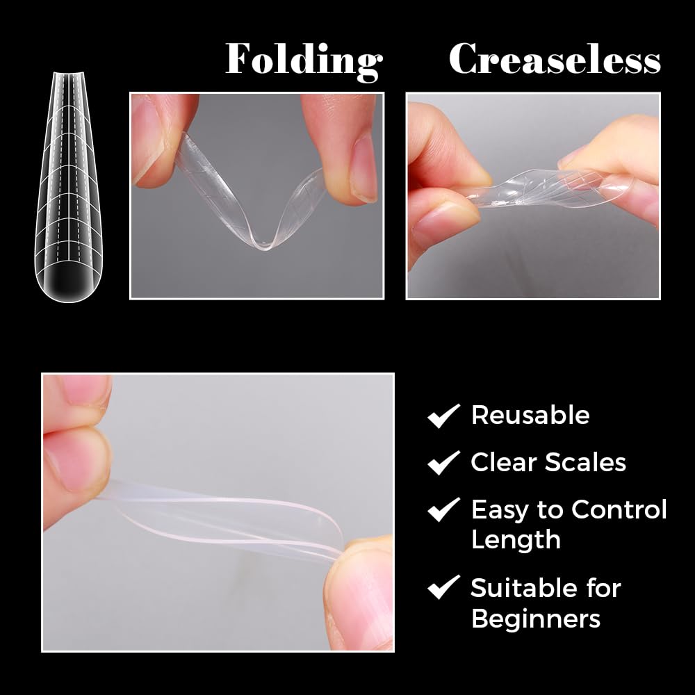 GELLAKTIK dual forms filled with poly gel ready to cure for clean tips