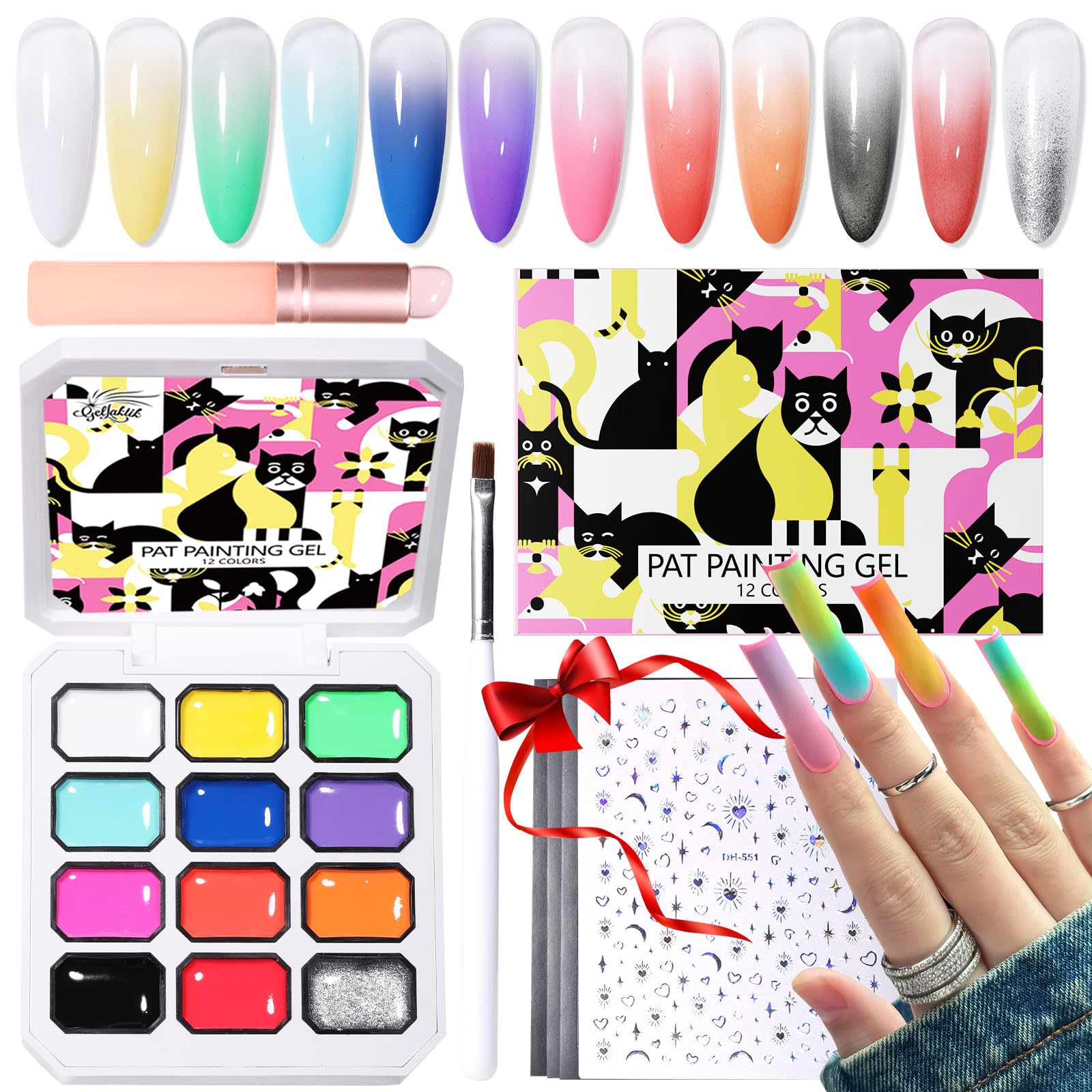 GELLAKTIK front packaging showing compact 12-color gel palette and tools for easy selection