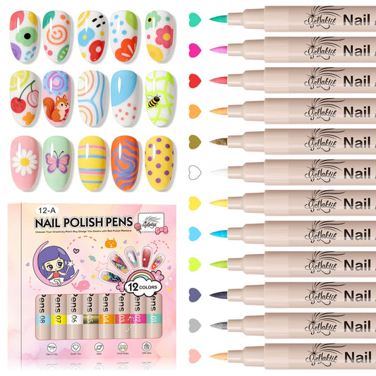 GELLAKTIK front packaging showing 12 colorful nail art pens, ideal for gifting