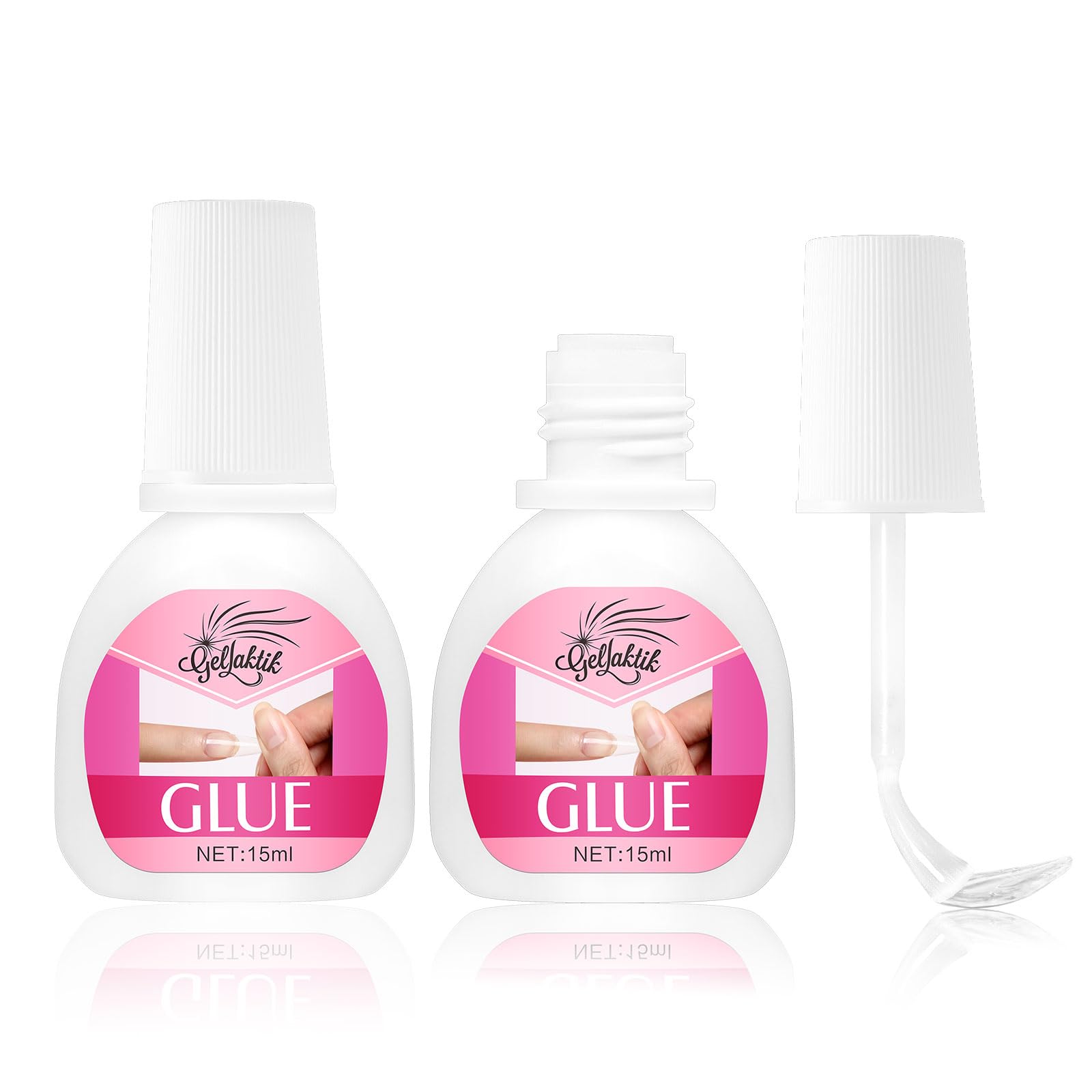 GELLAKTIK front packaging showing two 15ml brush-on bottles and brand name benefit long-lasting adhesion