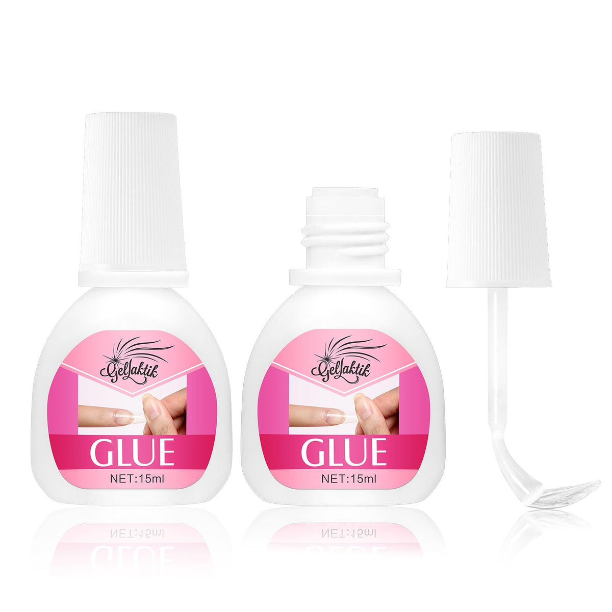 GELLAKTIK front packaging showing two 15ml brush-on bottles and brand name benefit long-lasting adhesion