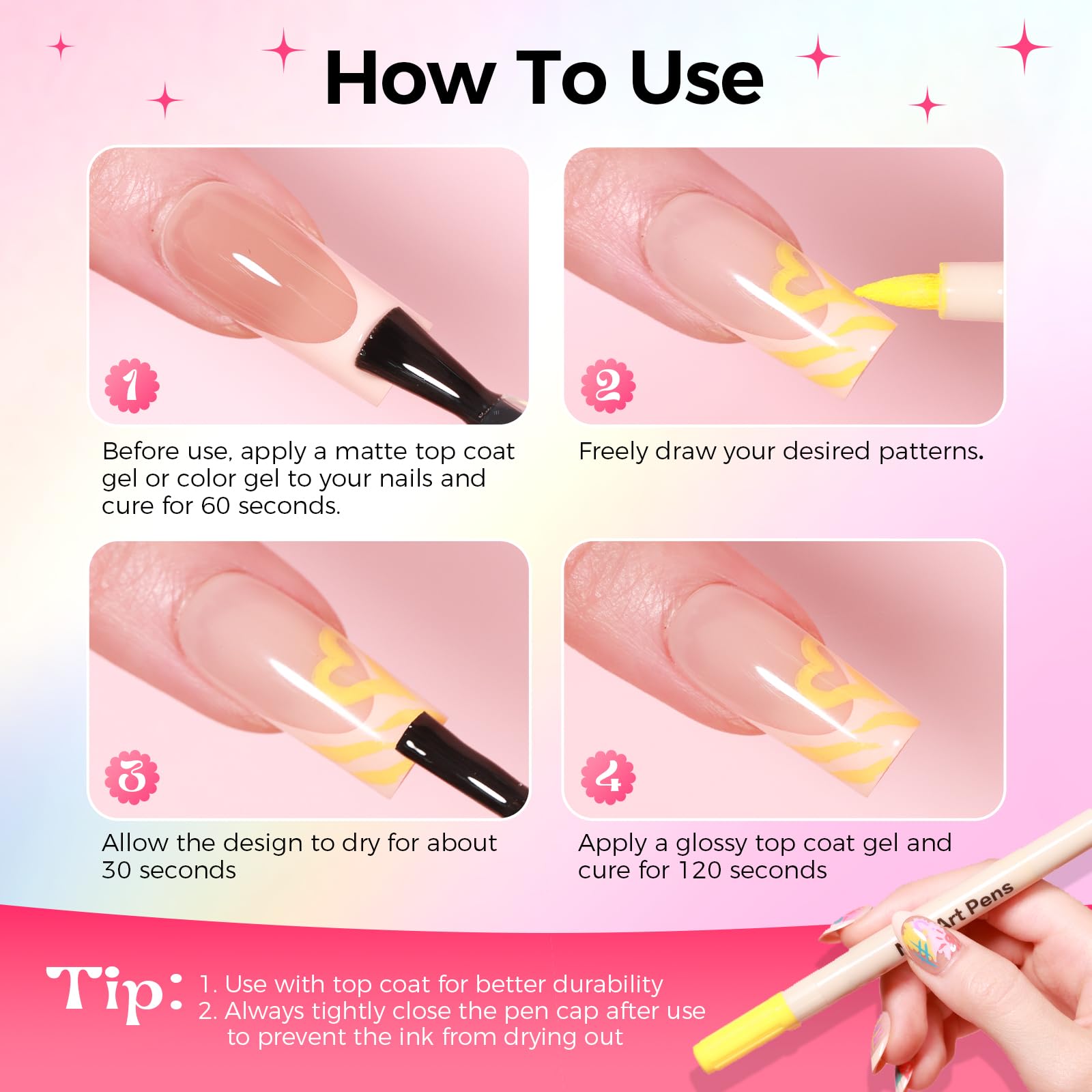 GELLAKTIK lifestyle manicure setting with finished nail art