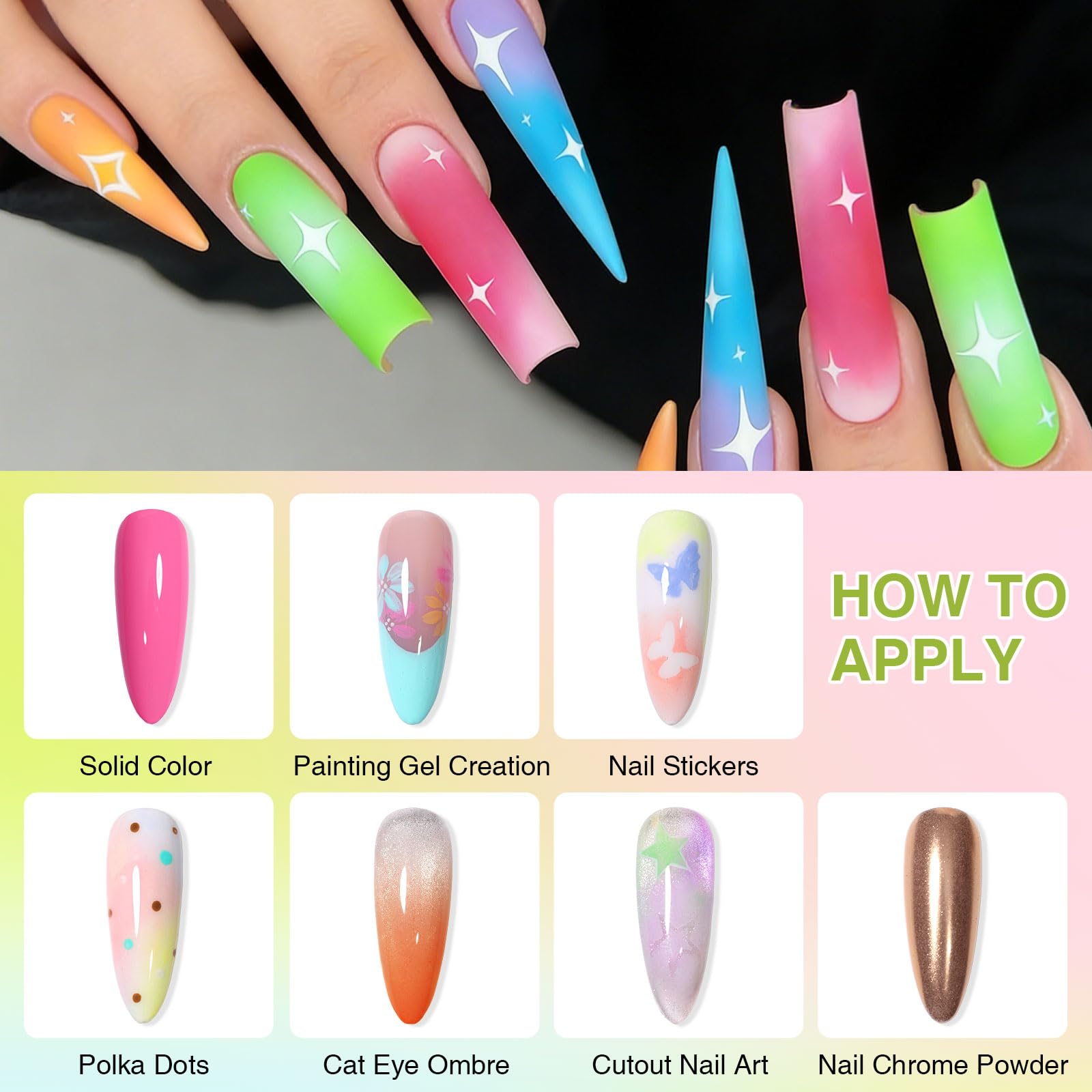 GELLAKTIK nails in use ombre demo showing silky blended gradient and high-gloss finish