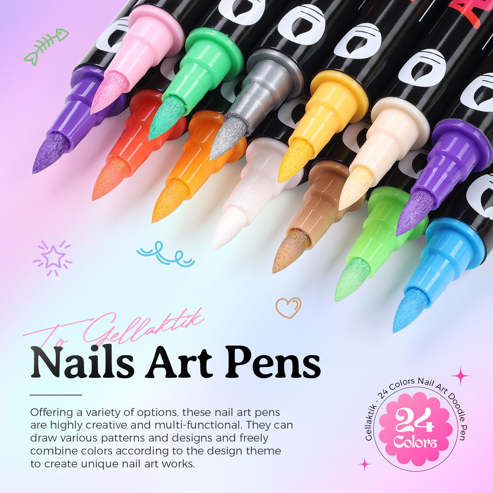 GELLAKTIK open case displaying 12 dual-ended pens for organized portability