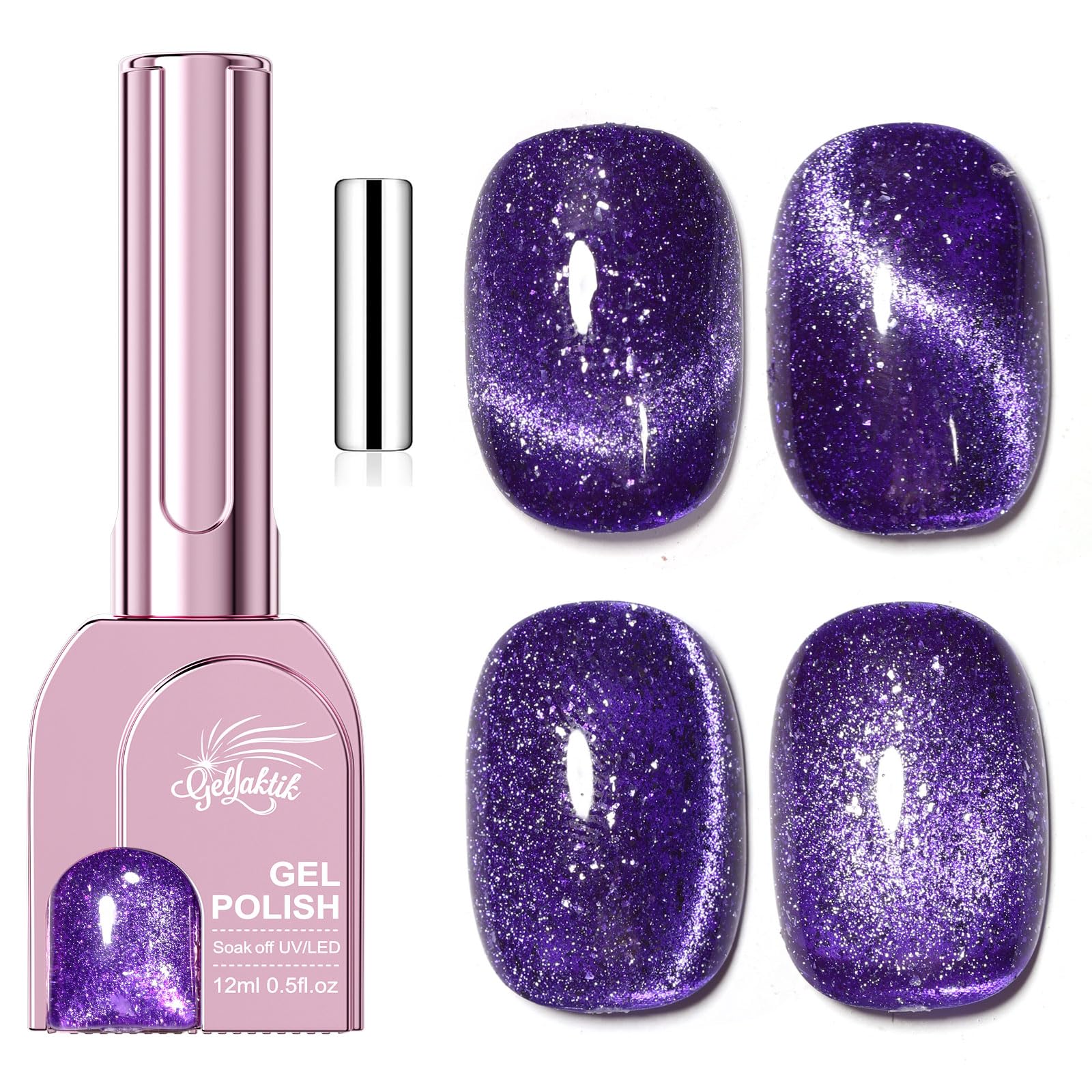 GELLAKTIK front bottle showing purple cat eye polish and label benefit