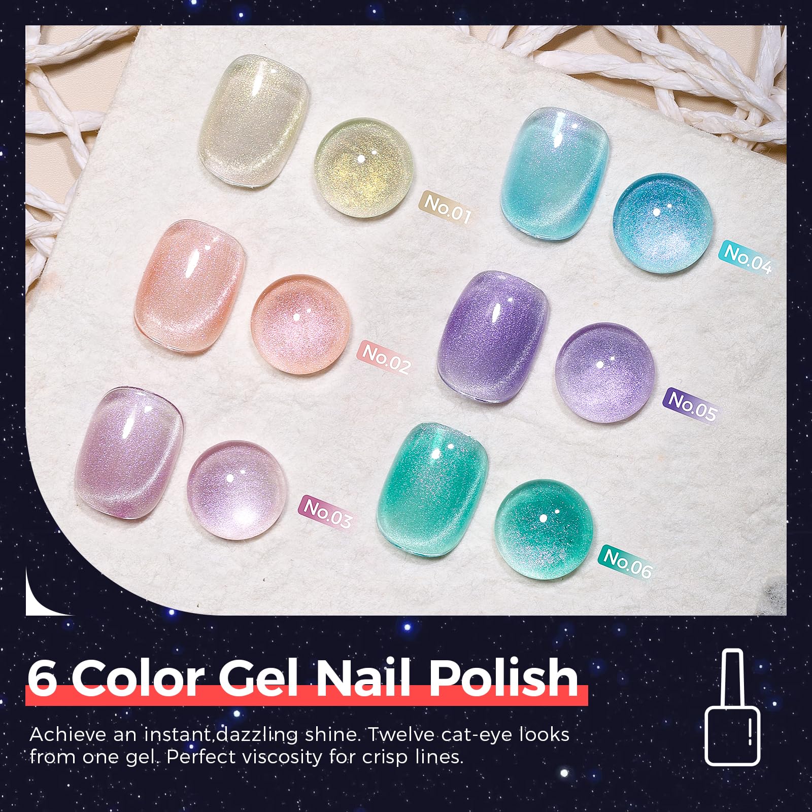 GELLAKTIK six bottles displayed highlighting color range and portability