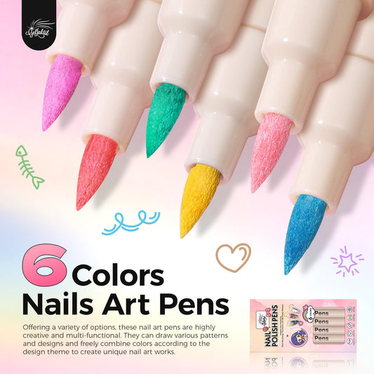 GELLAKTIK spread of six vibrant pen colors laid out to compare shades and plan designs