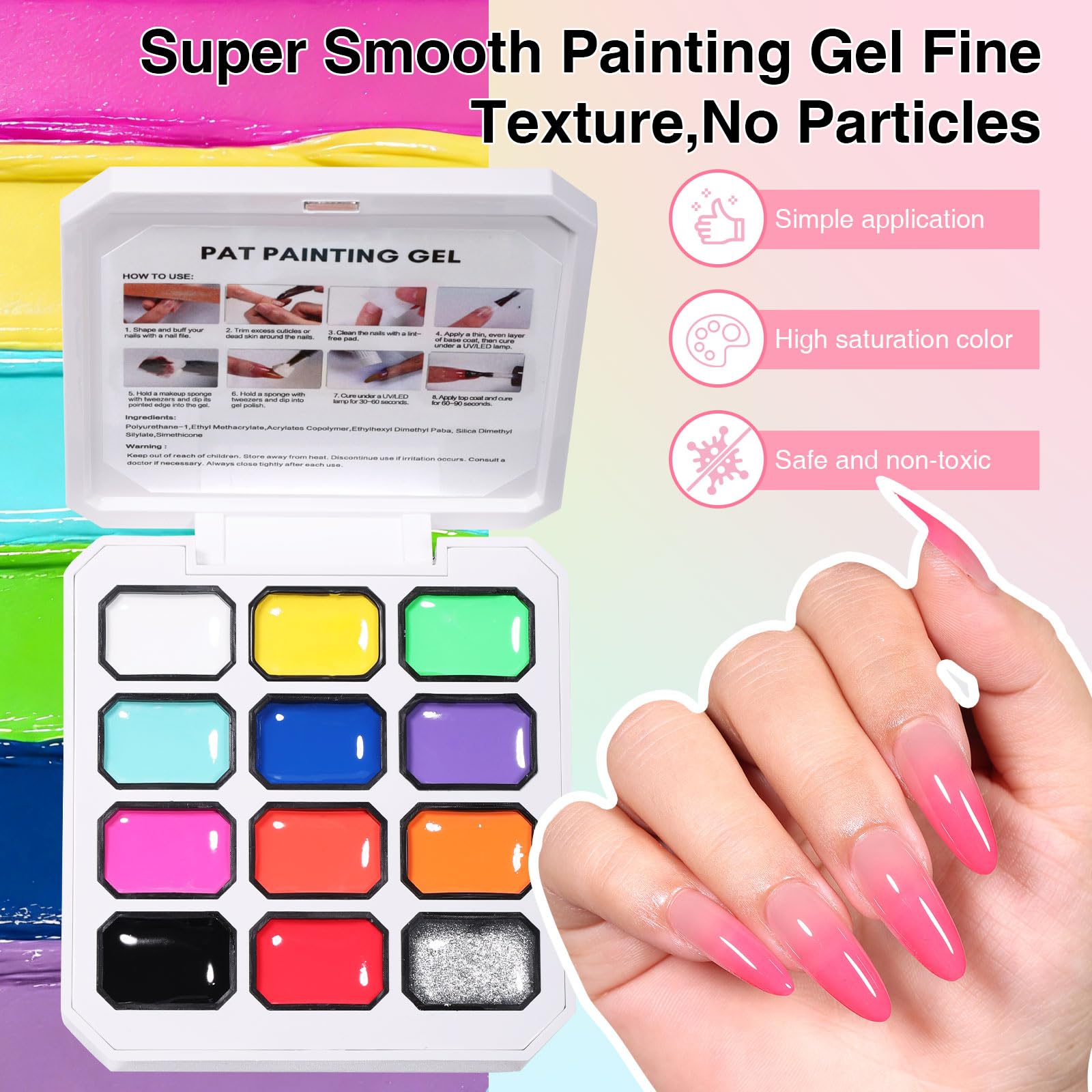 GELLAKTIK sponge applicators arranged with brush and metal grabber for quick patting technique