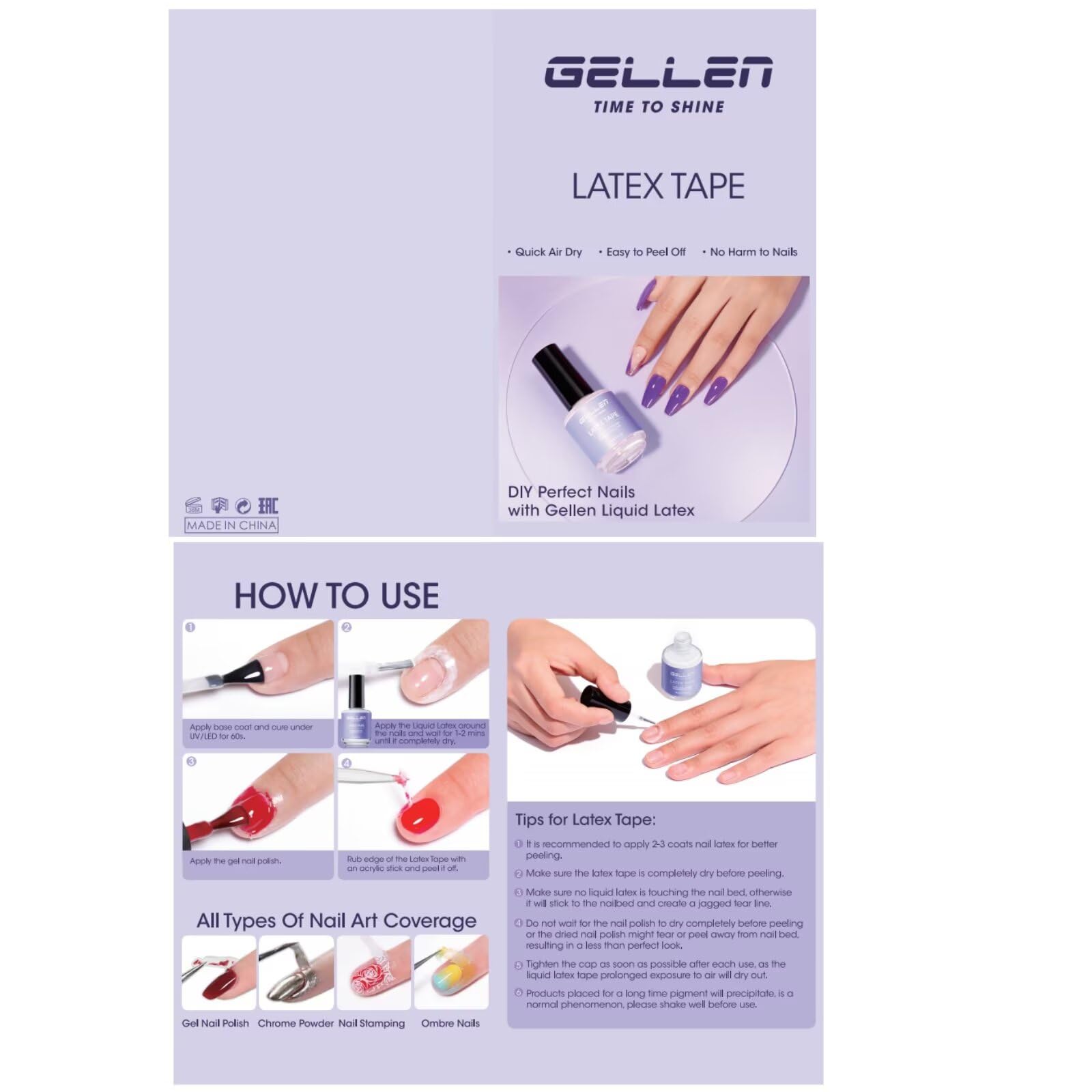 GELLEN product applied around nails during nail art showing neat edges