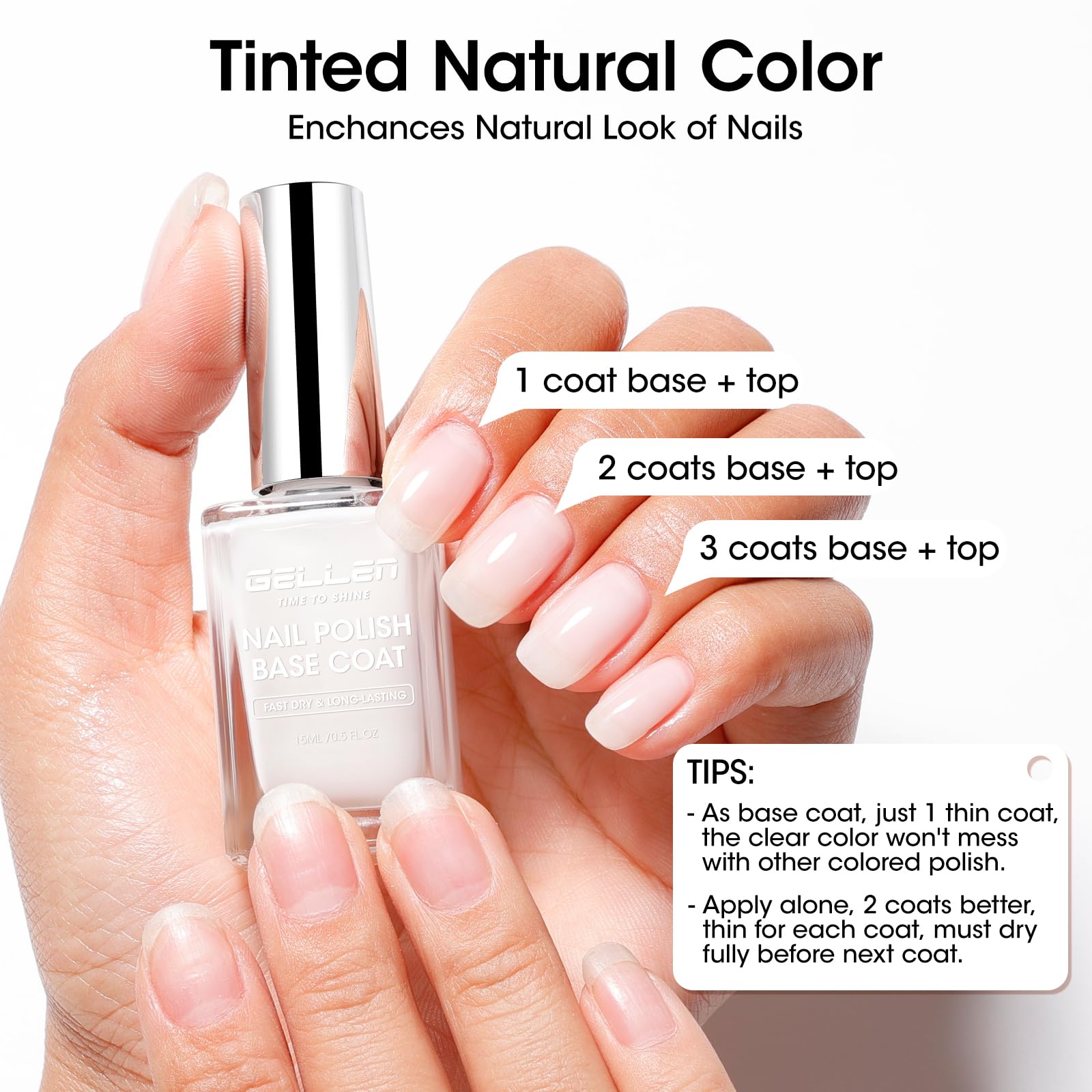 GELLEN application on natural nails for subtle tint and finish