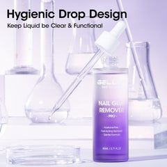 GELLEN applied under press-on nail demonstrating controlled glue dissolution