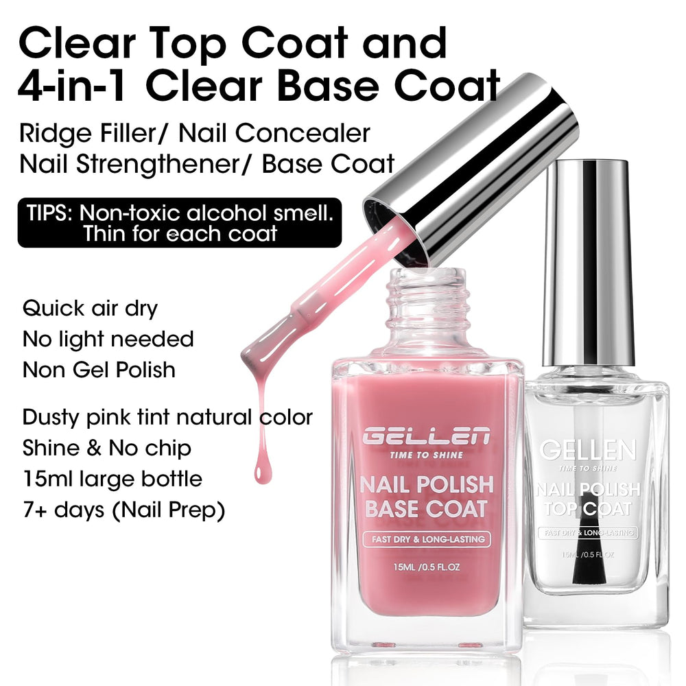 GELLEN base coat bottle close-up highlighting dusty pink tint benefit