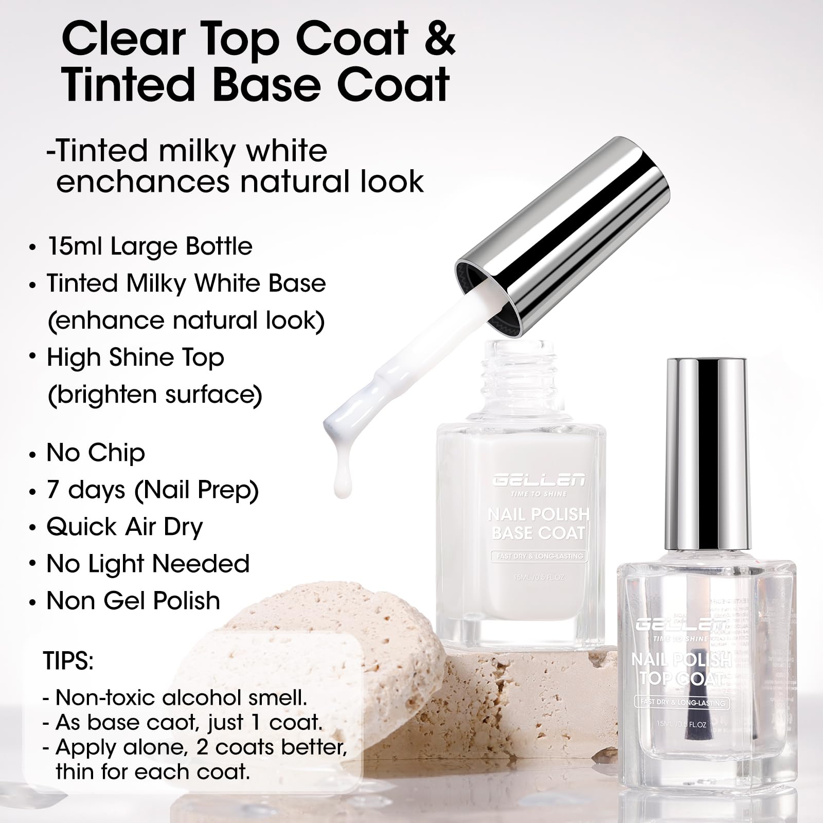 GELLEN base coat brush close-up for smooth, even application