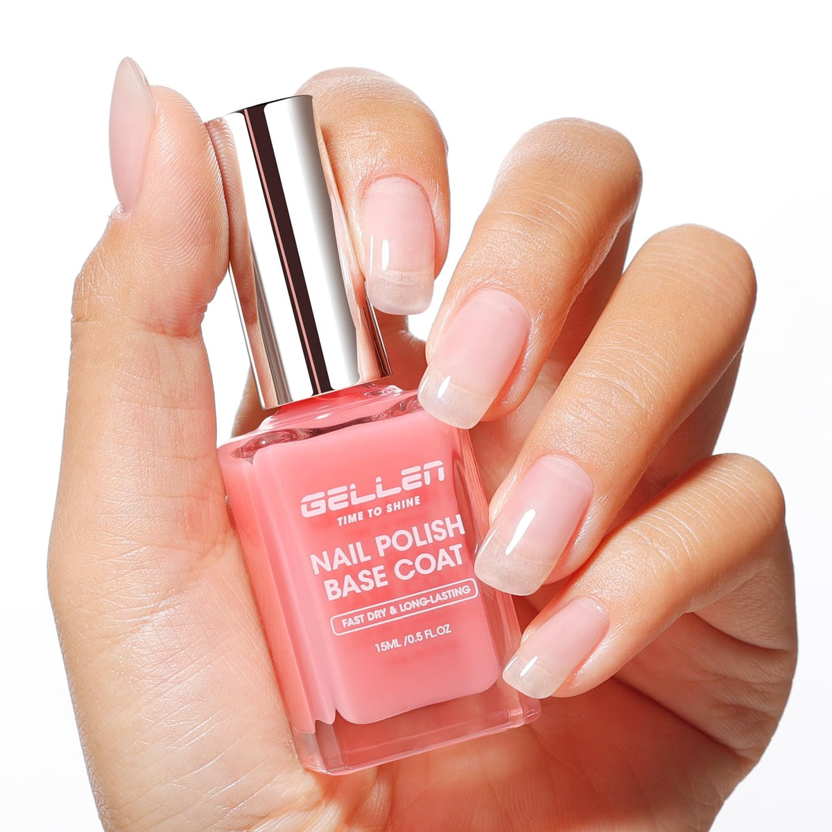 GELLEN front bottle showing pink-tint base coat and clean branding for trust