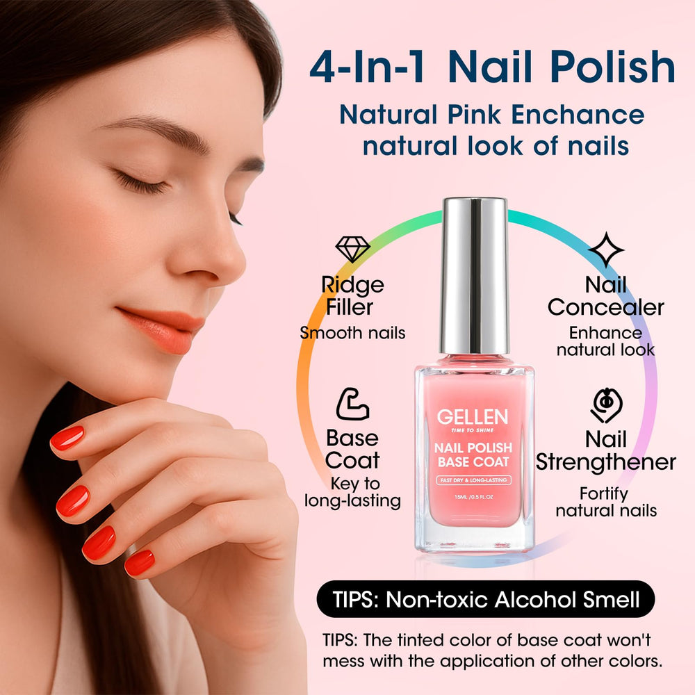 GELLEN pale pink swatch on nail displaying natural tint and subtle coverage