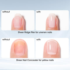 GELLEN before and after nails showing concealed discoloration benefit