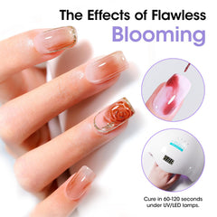 GELLEN marble nail demo with watercolor blooms, showing salon-quality finish