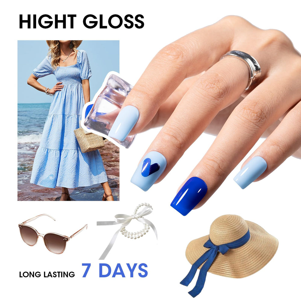 GELLEN pedicure footshot showcasing blue polish ideal for beach-ready toes