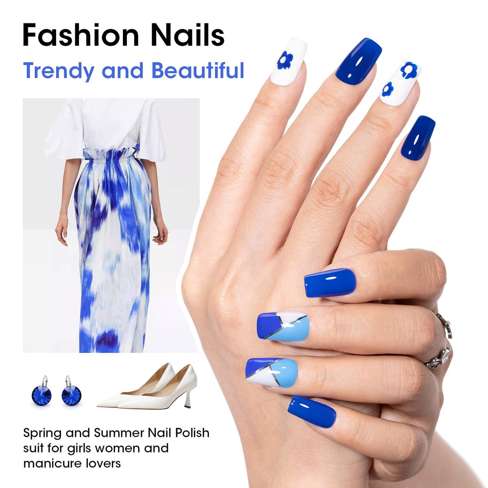 GELLEN color swatches fan displaying six blue shades for styling choices