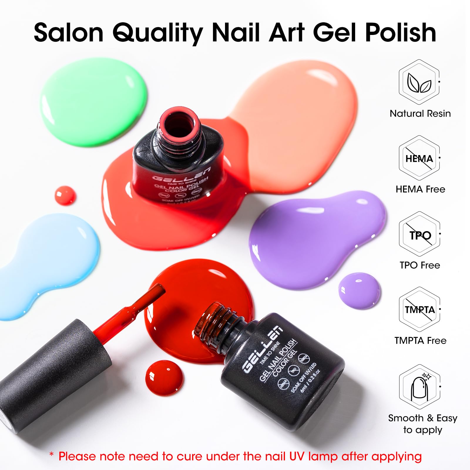 GELLEN brush application closeup showing smooth self-leveling for streak-free finish