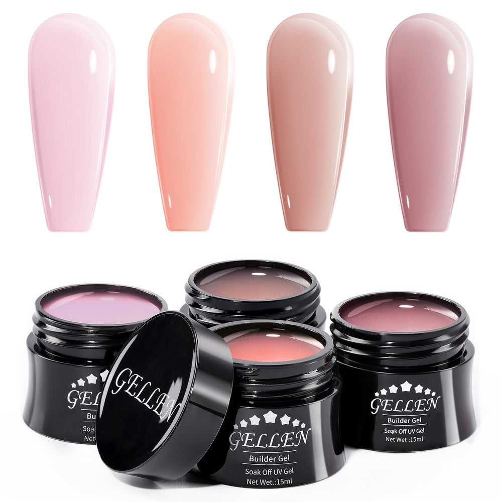 GELLEN builder gel kit front packaging showing four colors and gift box benefit