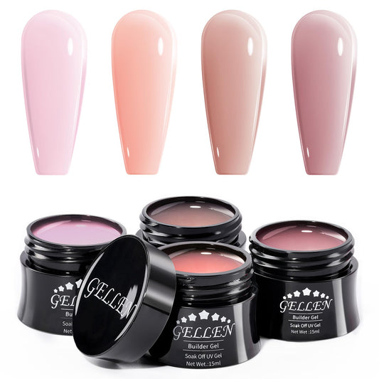 GELLEN builder gel kit front packaging showing four colors and gift box benefit