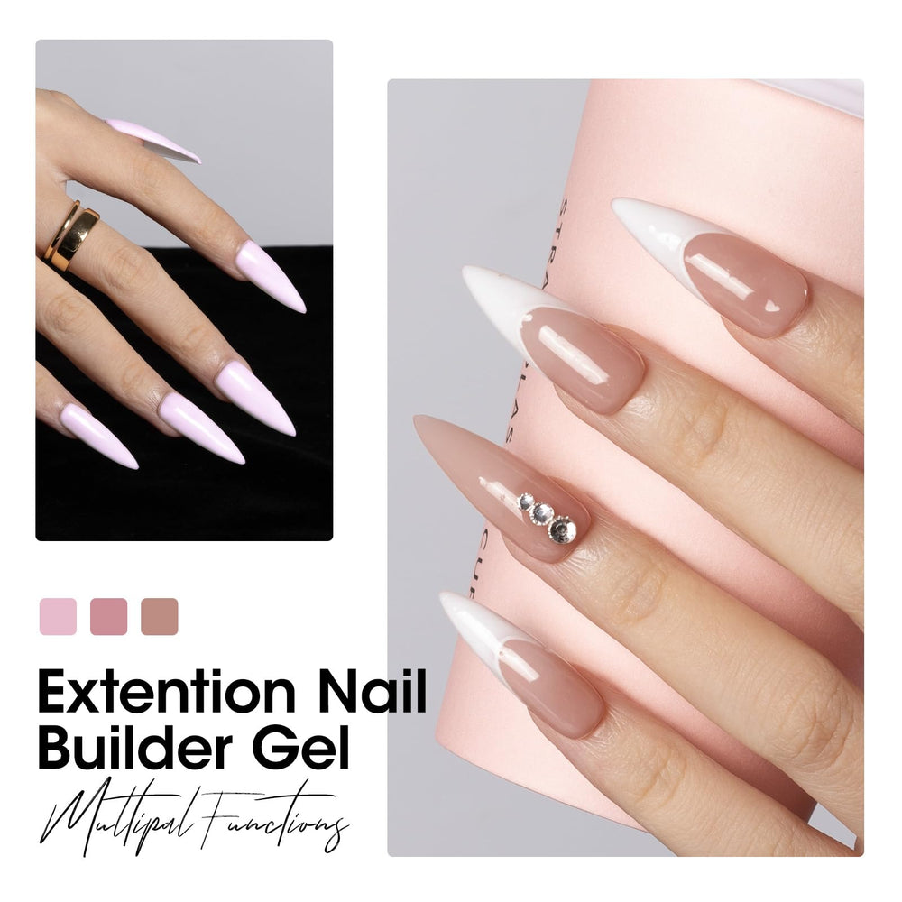 GELLEN nail swatches showing nude, baby pink, naked purple, rose brown, color-matching benefit