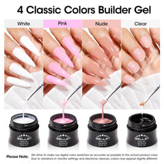 GELLEN four open jars displaying clear, milky white, pink, nude shades