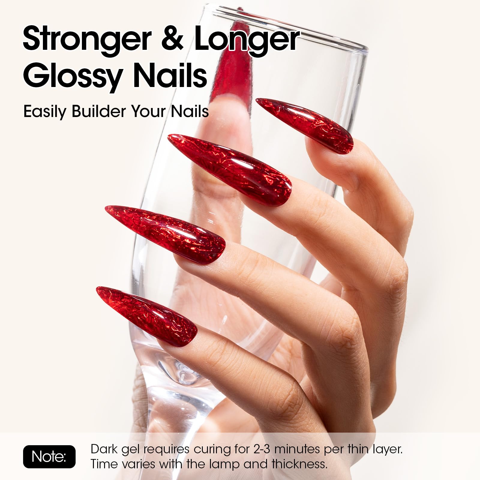 GELLEN builder gel pink jelly finish on extensions showing glossy salon-quality shine