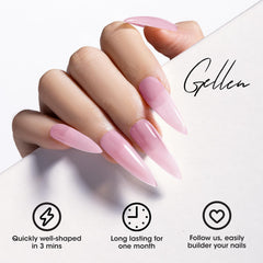 GELLEN builder gel tubes beside ruler showing 15ml size, accurate volume benefit