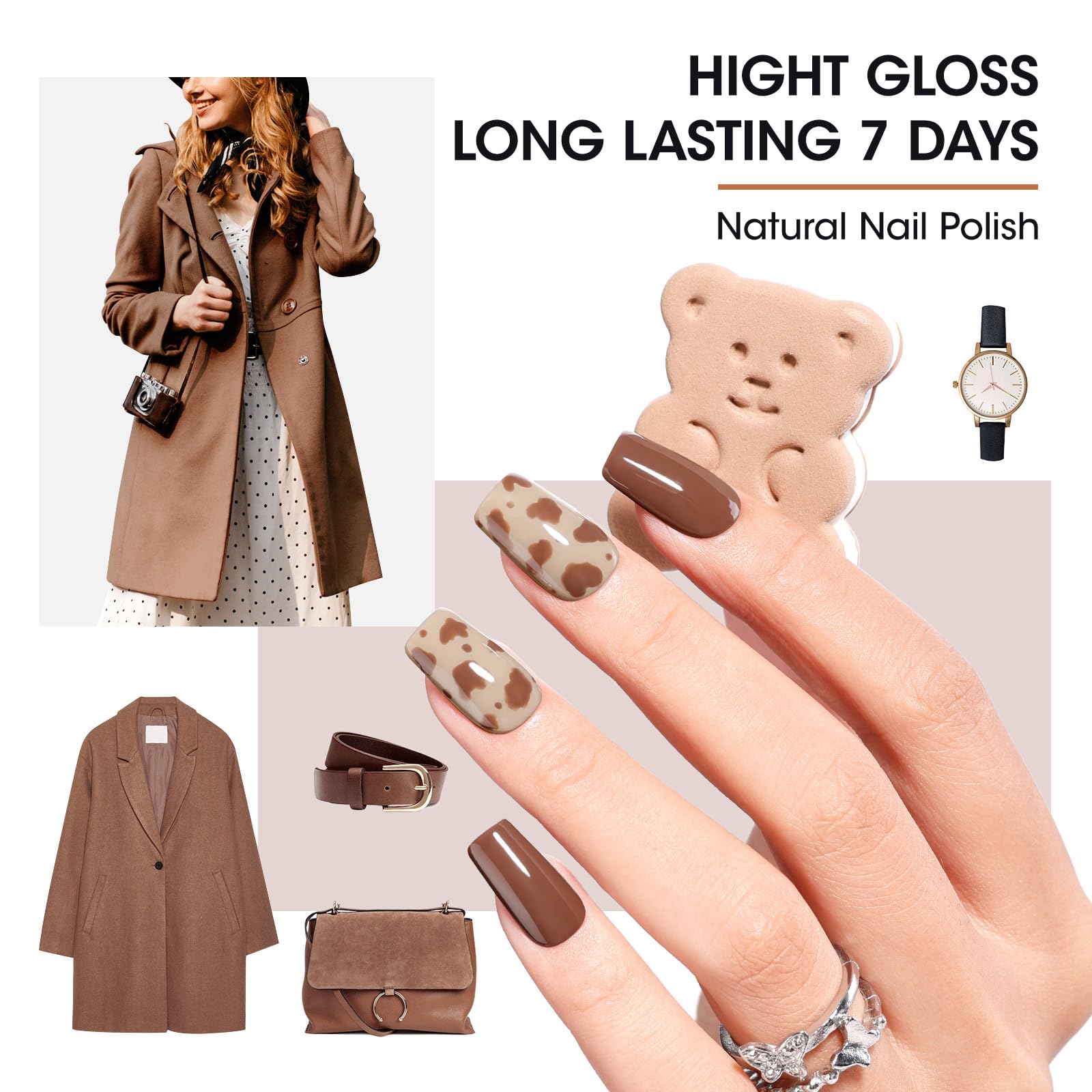 GELLEN on polished nails in cozy outfit showing seasonal styling benefit
