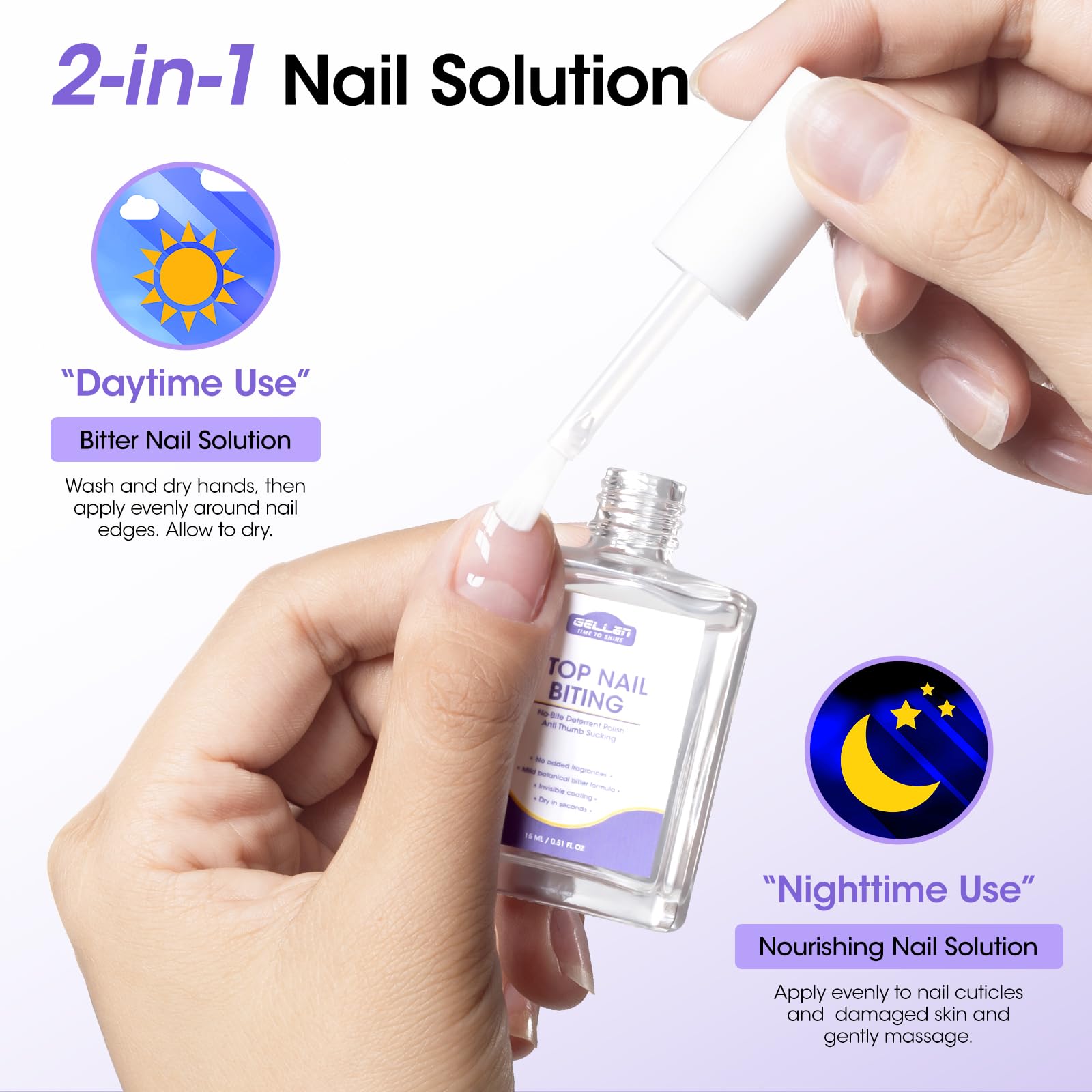 GELLEN clear polish on fingernail closeup showing invisible protection benefit