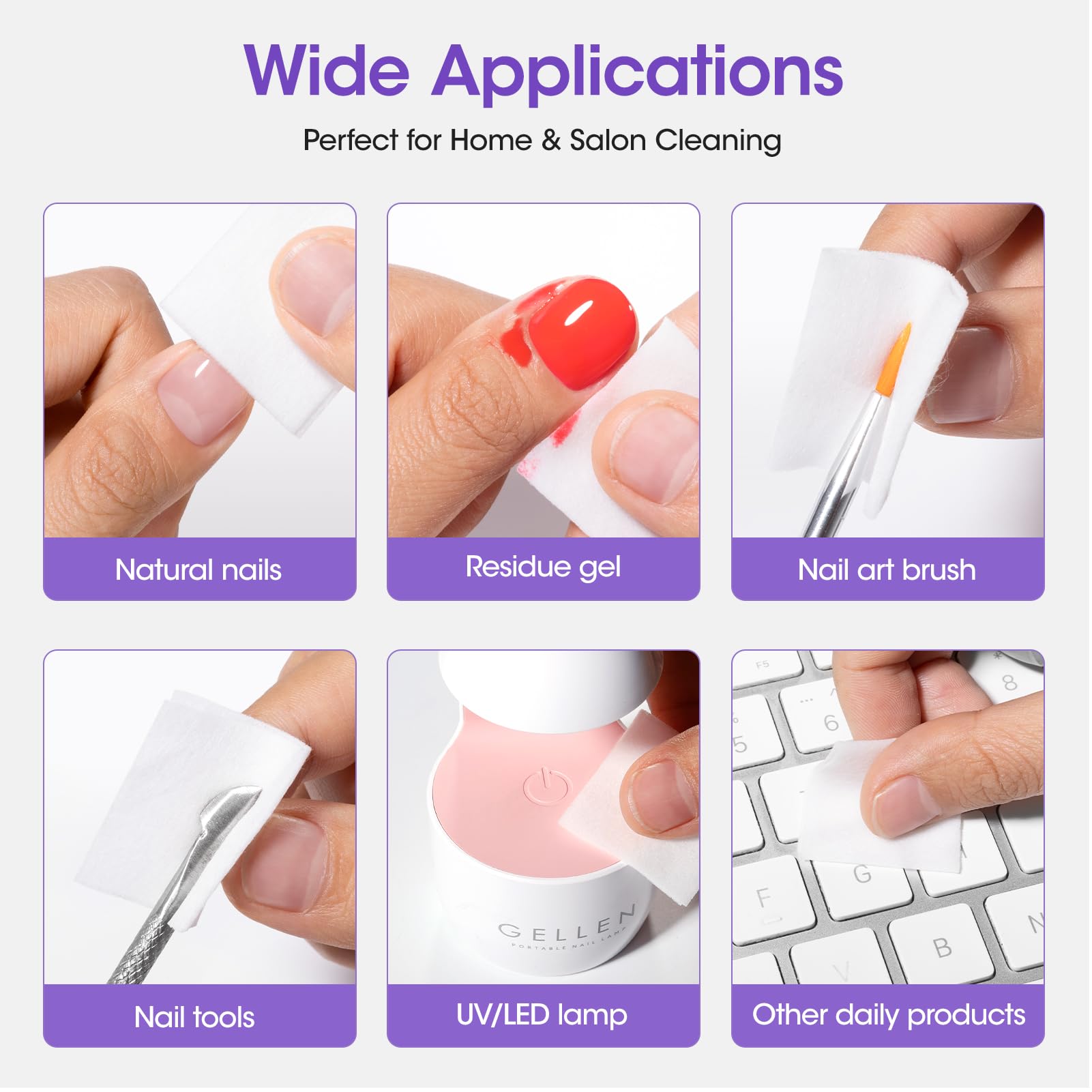 GELLEN close-up label view highlighting formula details benefit: gentle acetone-free cleaning