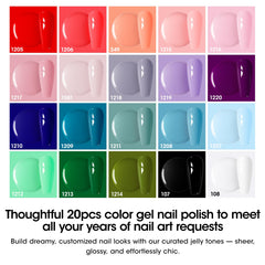GELLEN color swatch fan displaying 20 shades and easy color selection benefit