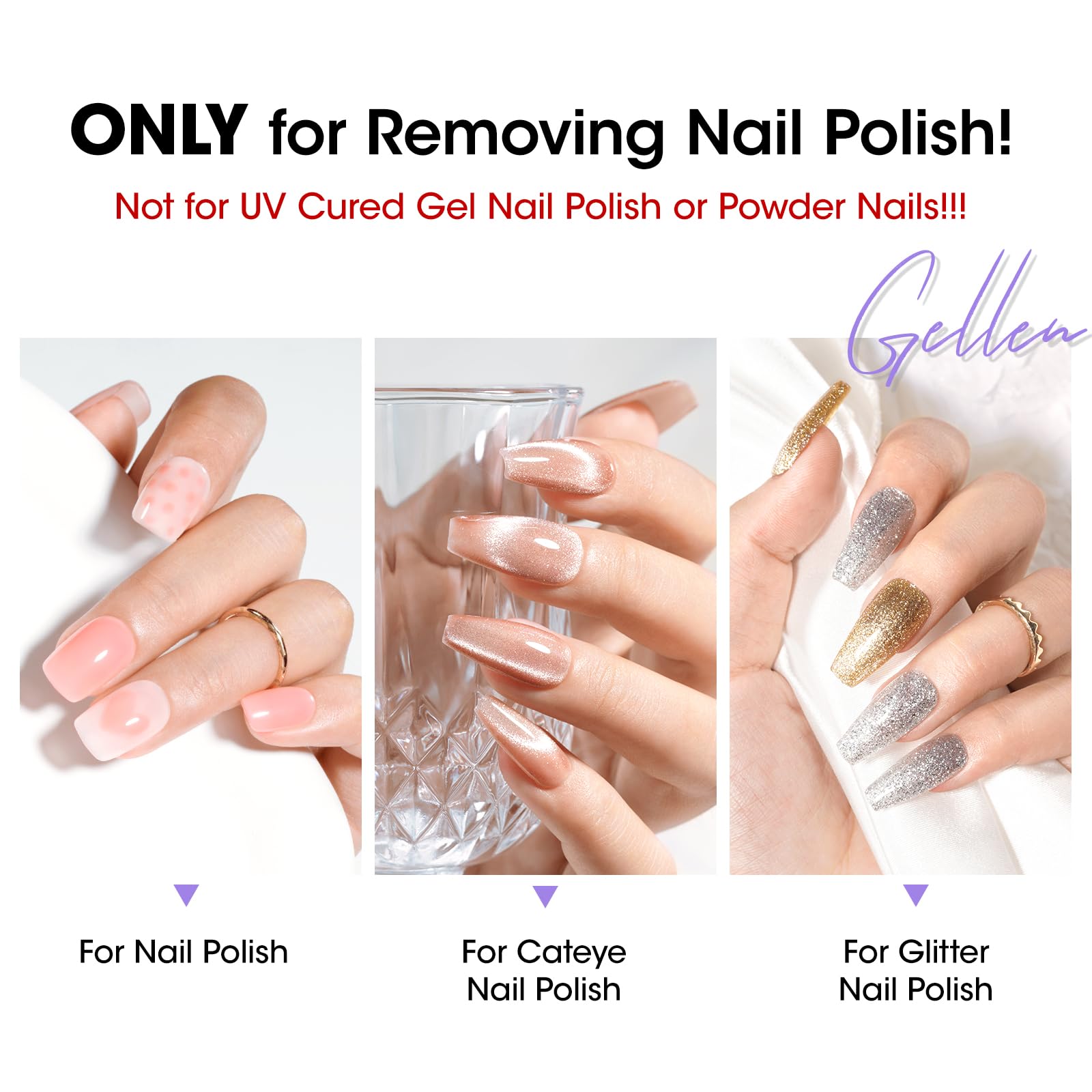 GELLEN cotton pad application demo for quick gentle polish removal