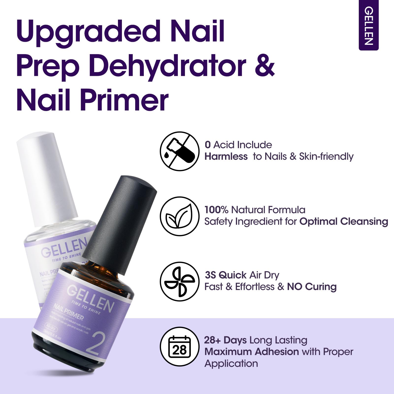 GELLEN dehydrator bottle close-up showing label and fast oil-removal benefit