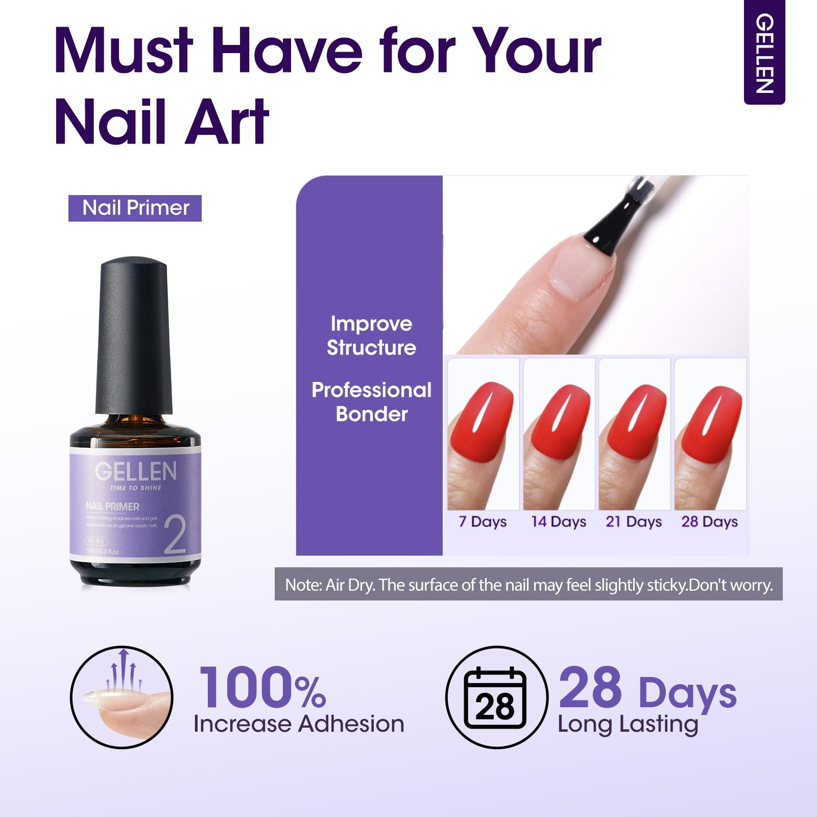 GELLEN droplet on nail plate illustrating dehydration step and cleaner base benefit