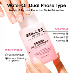 GELLEN dual-phase liquid separated then mixed to hydrate nails while removing polish