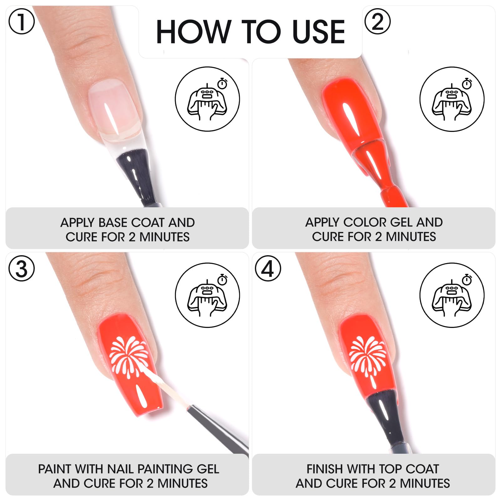 GELLEN manicure examples featuring black white French and floral nail art