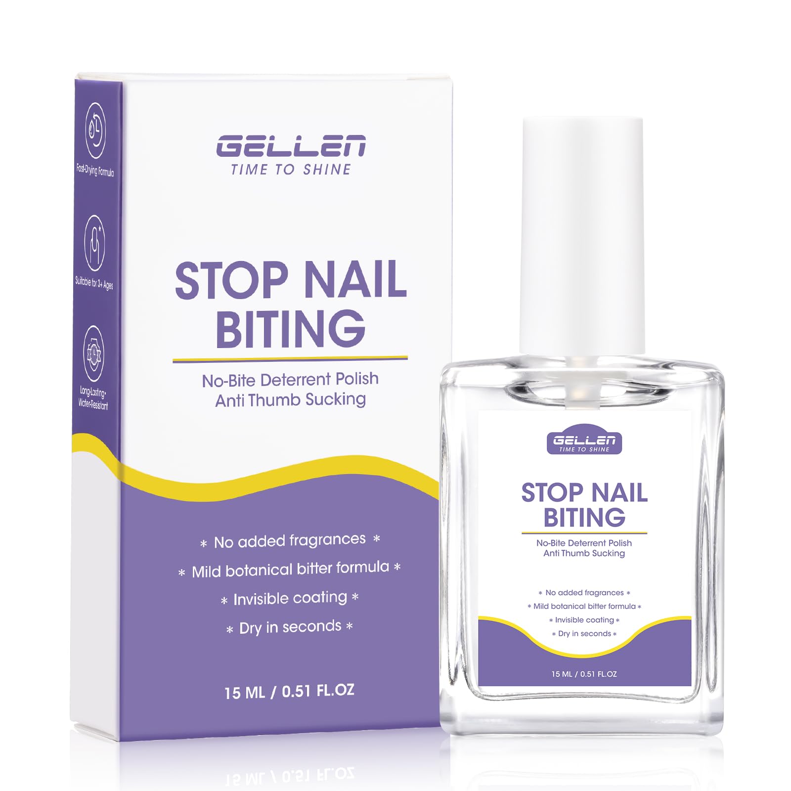 GELLEN front bottle view showing compact 15ml and portability benefit