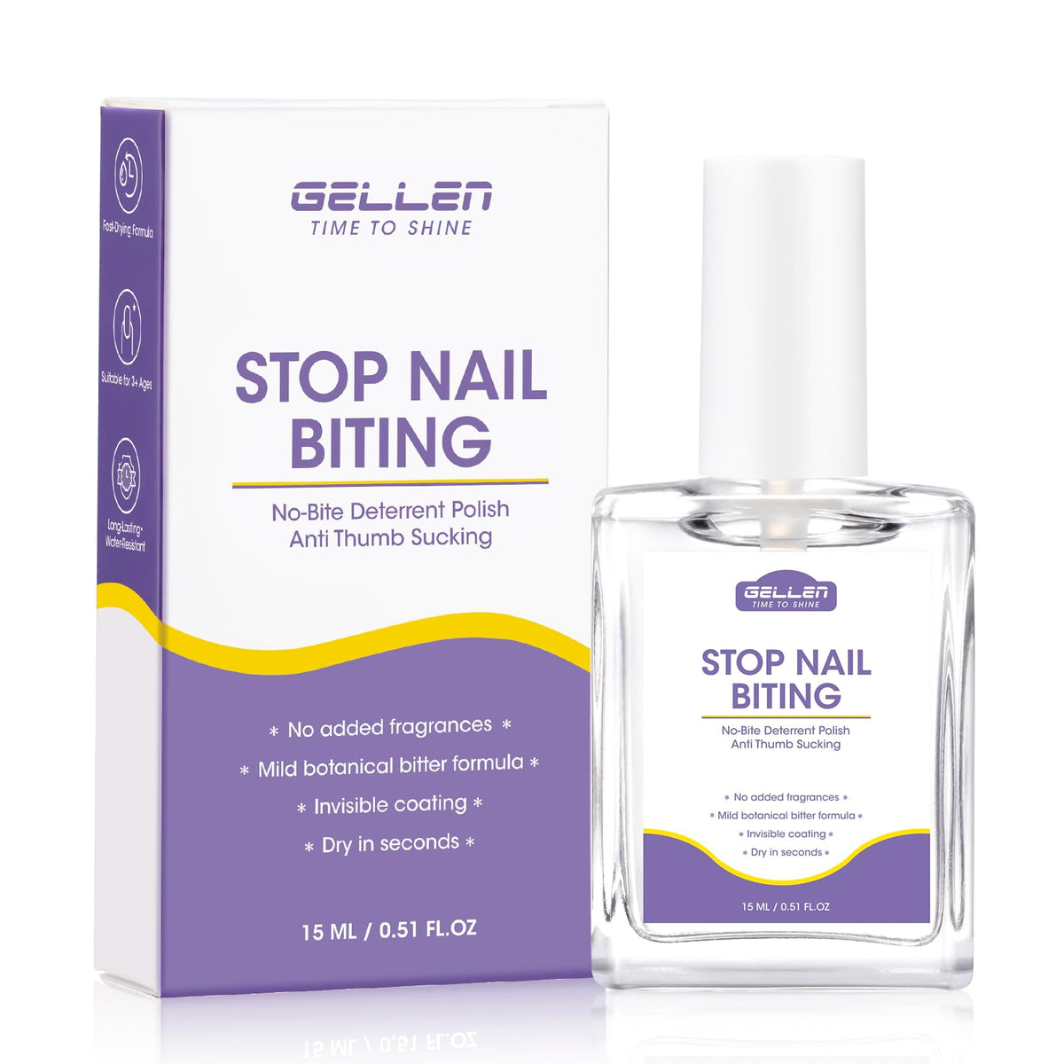 GELLEN front bottle view showing compact 15ml and portability benefit