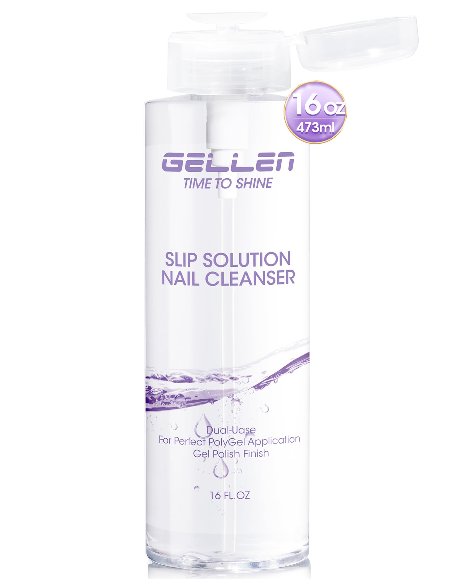 GELLEN front bottle view showing 16oz pump and clear brand label benefit: saves time