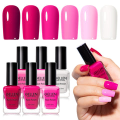 GELLEN front packaging showing six hot pink bottles and bold colors