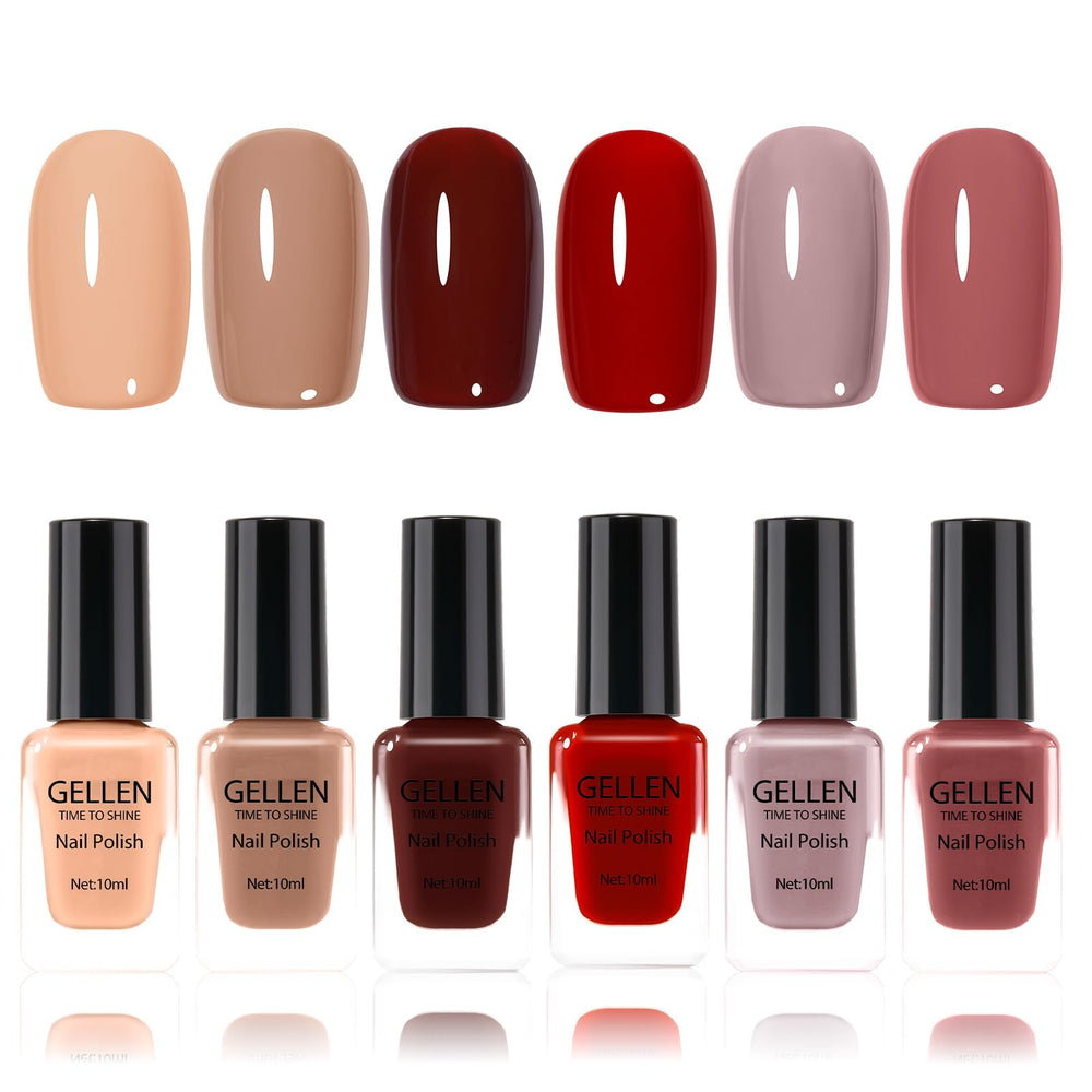 GELLEN front packaging showing six warm shades and set benefit