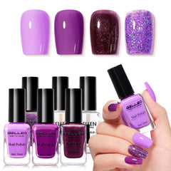 GELLEN front packaging showing purple polish set and base top coats for seasonal looks