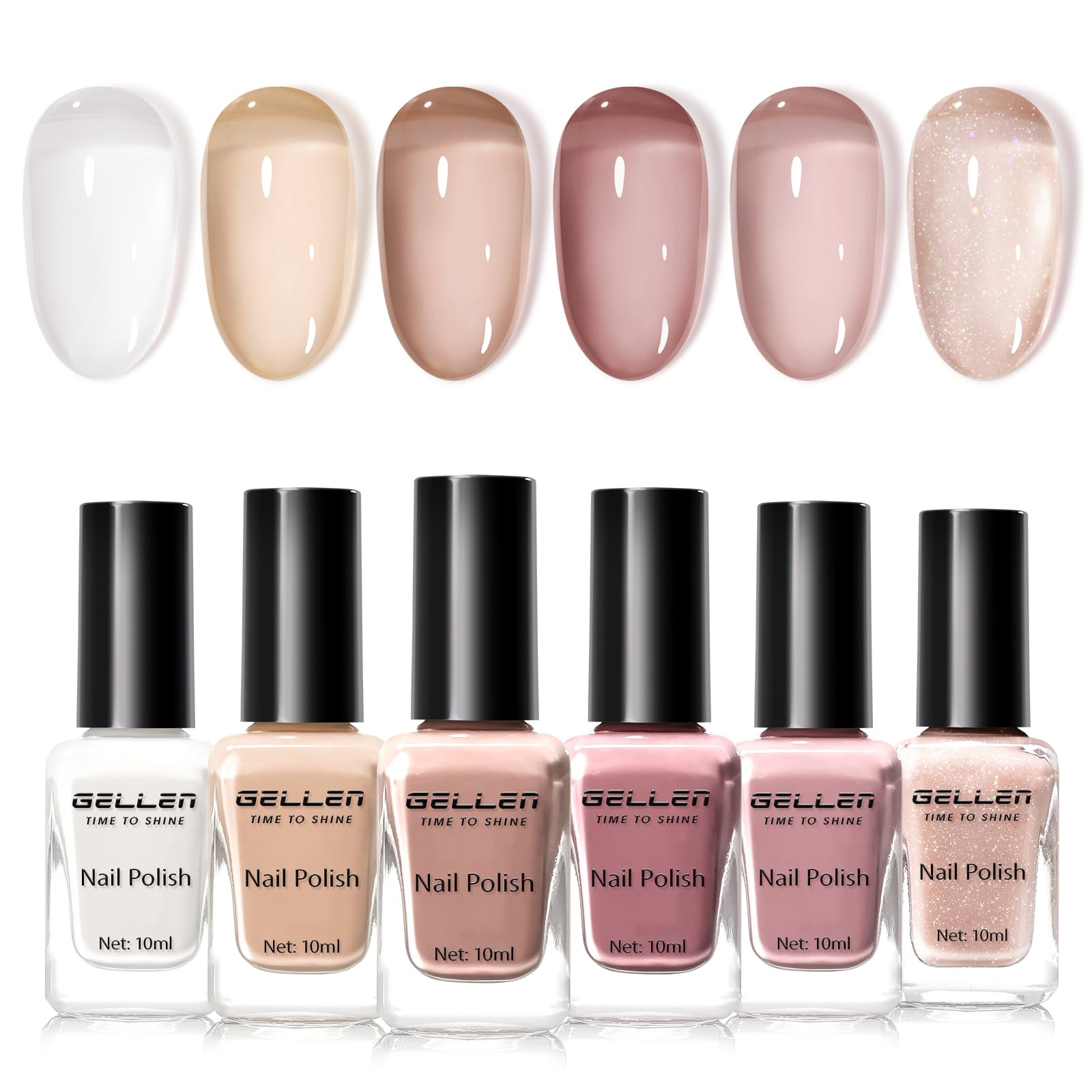 GELLEN front packaging showing six neutral jelly bottles and gift-ready presentation