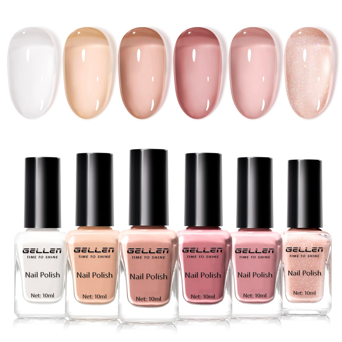 GELLEN front packaging showing six neutral jelly bottles and gift-ready presentation