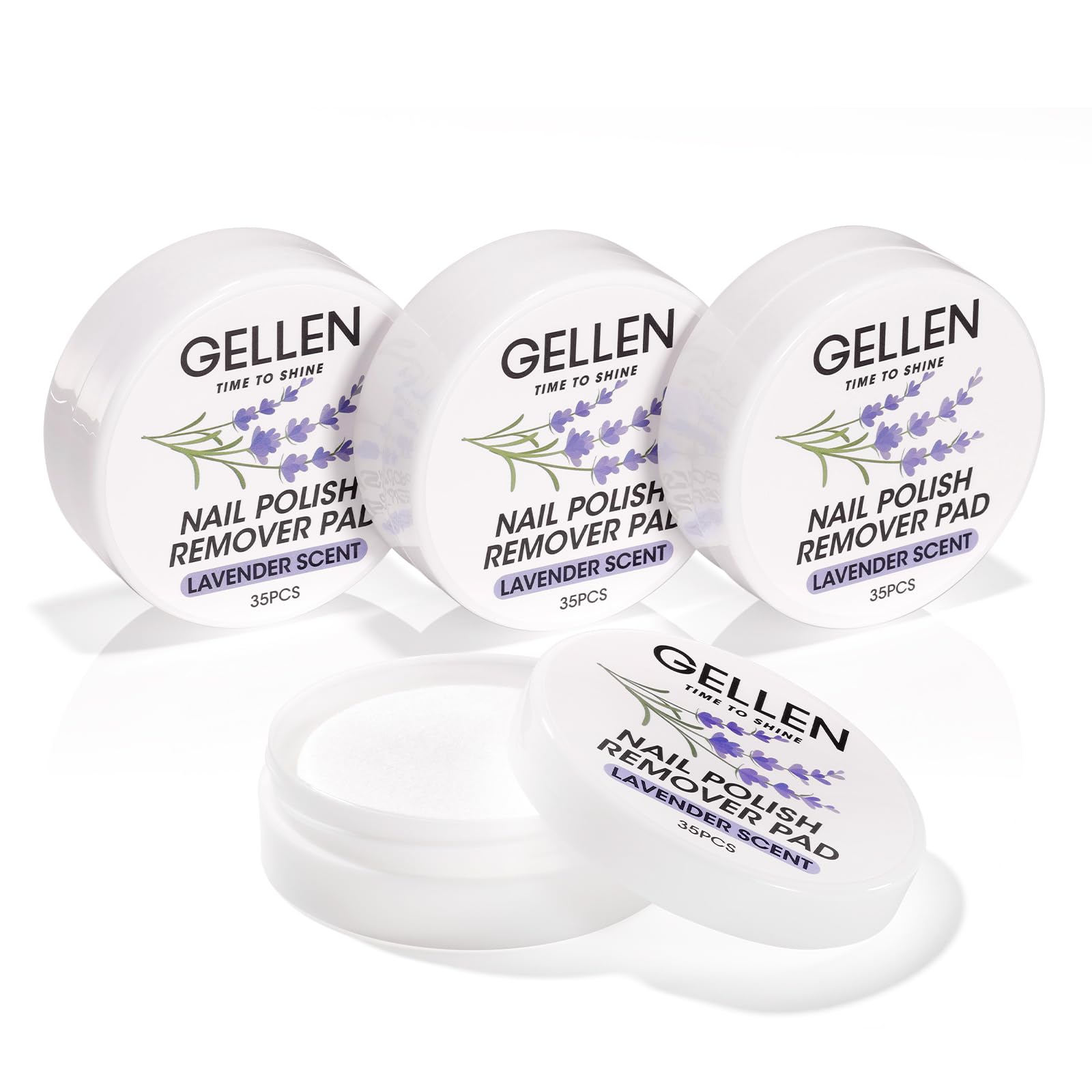 GELLEN front packaging showing 140-count lavender pads and leakproof box for travel