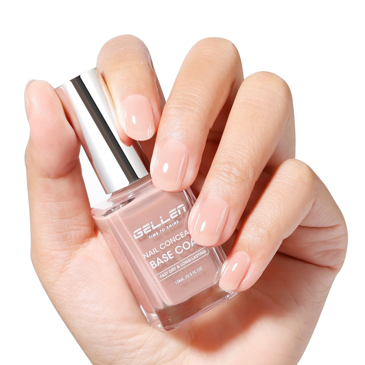 GELLEN front packaging showing neutral sheer nude polish and benefits