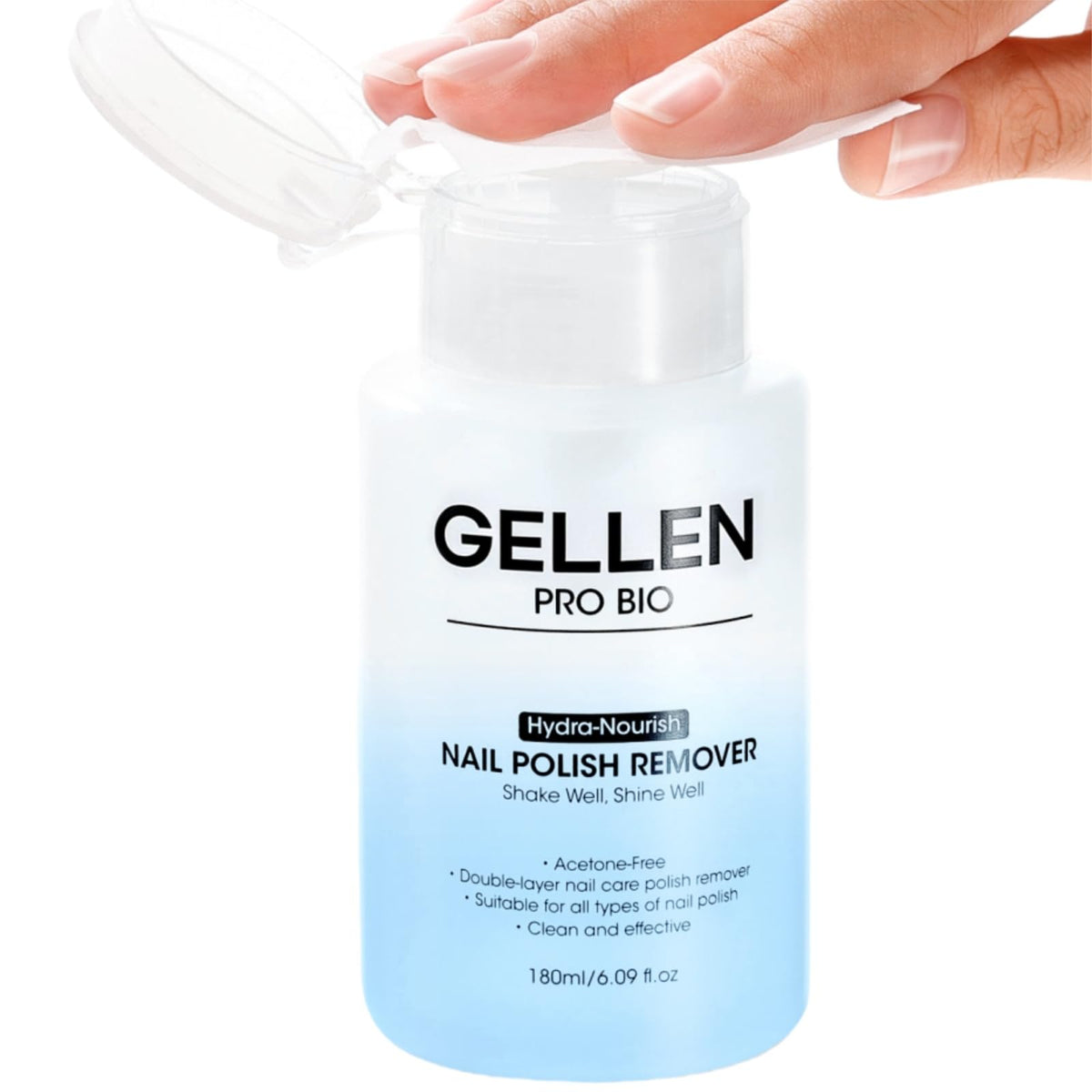 GELLEN front packaging bottle showing pump and branding, highlighting convenience